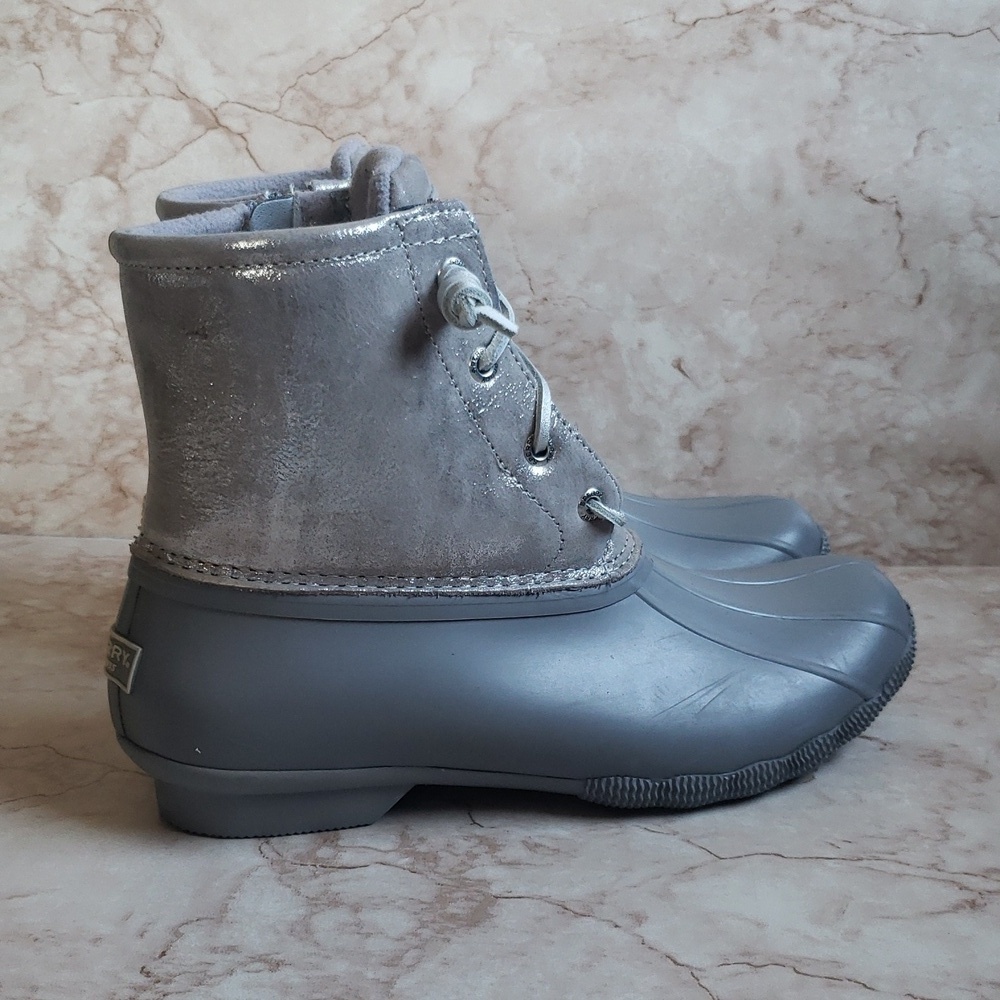 Sperry Gray Duck Rain Winter Women Boots Size 8.5 - Picture 3 of 8